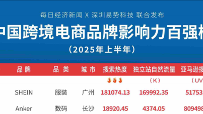 2025上半年中国跨境电商品牌影响力百强榜  
